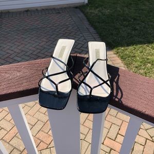 Black Patent Leather Strappy Sandals